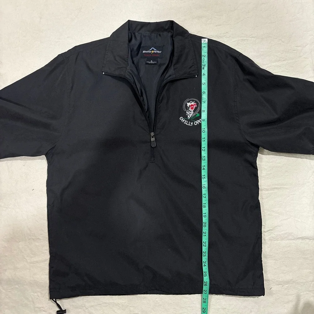 Black Short Sleeve Golf Wind Shirt Chilly Open Embroidered Size S